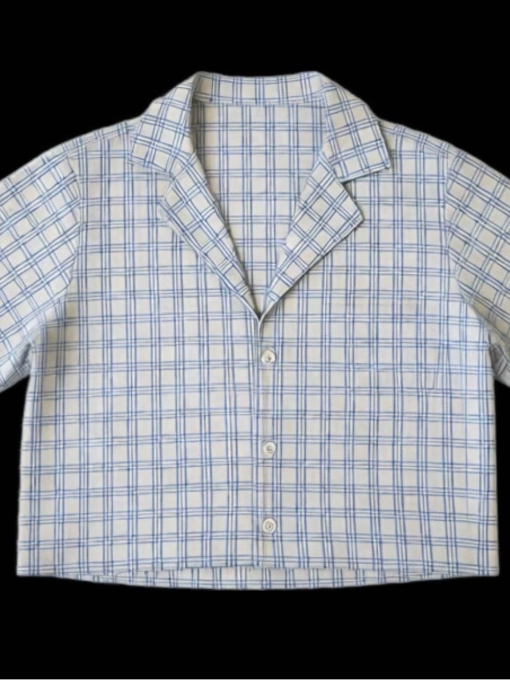 Brandy Melville White and Blue Plaid cropped Button-Down Shirt